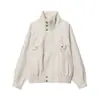 Roupas Femininas Europeias e Americanas Transfronteiriças Outono e Inverno 2025 Nova Moda Casual Retrô Solta Gola Alta Jaqueta de Couro PU Couro Lavado