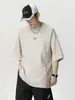 Camiseta de Verano para Hombre Estilo Americano, Suede Pesado, Manga Corta, Diseño Retro con Parches, Marca de Moda High Street, Corte Holgado