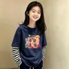 Camiseta de manga larga de dos piezas de imitación para niñas 2026 primavera/otoño elegante camiseta básica de algodón puro para niños mayores