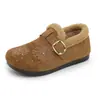 Nuevos Zapatos de Algodón Birkenstock para Mujer Otoño/Invierno Bordado de Fuegos Artificiales Calientes con Felpa Zapatos Casuales de Gamuza de Un Paso Zapatos de Madre