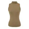 Top de tirantes ajustado adelgazante elástico con cuello semi-alto puramente seductor para mujer, Camiseta básica sexy ajustada de chica popular Otoño 2026