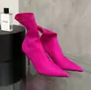 Venta al por mayor transfronteriza de elegantes botines de tacón alto con punta para mujer, nueva colección otoño/invierno 2026, versátiles y modernos, botas negras de corte ajustado