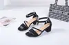 Sandalias de Tacón Alto para Mujer de Correa Única, Color Sólido, Punta Redonda, Estilo Europeo y Americano, Talla Grande, Comercio Exterior Nuevo 2024