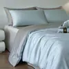 Juego de ropa de cama de lujo de seda helada de cuatro piezas para dormitorio principal de verano, que incluye sábana plana, sábana ajustable, funda de edredón y juego de ropa de cama de tres piezas