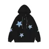 Sudadera con capucha y parche de estrella retro americana nueva para Otoño e Invierno 2025 Chaqueta cárdigan casual holgada de otoño