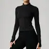 Jaqueta feminina para esportes ao ar livre de outono e inverno, secagem rápida, respirável, corte justo, top de manga longa para corrida e fitness, adequado para caminhada, trekking e yoga
