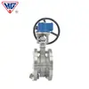 Válvula de Mariposa Turbina de Sellado Duro con Brida de Acero Inoxidable Shanghai Hugong D343W-16P 316 Triple Excéntrica Manual