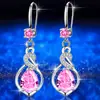 Brincos de Prata Imitação Coreanos Multicor Joias de Orelha Novos Brilhantes Zircônia Femininos Grandes Diamante Longos Pendentes Cuproníquel