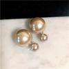 Aretes de botón de perla esmerilada de doble cara con bola delantera y trasera S925 aguja de plata esterlina tamaño bola aretes de temperamento de doble uso marea rojo neto Corea del Sur