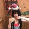 Gorro de Orejas de Oso Navideño Rojo Diadema de Peluche Femenina Parque de Atracciones Foto Lavado de Cara Diadema Otoño e Invierno