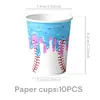 Nuevas Decoraciones para Fiesta de Cumpleaños Temática de Helado de Béisbol 67 Suministros de Vajilla Desechable con Memes Mantel
