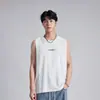 Colete Minimalista com Estampa de Letras de Manga Curta para Homens, Verão, Caimento Solto, Confortável, Respirável, Adequado para o Trabalho e Esportes, Camiseta sem Mangas
