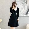 Vestido de Celebridad Estilo Xiaoxiangfeng para Mujer 2024 Otoño e Invierno Nuevo Estilo Coreano Vestido Suéter de Longitud Media de Cintura Alta Línea A