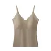 Top de tirantes bonito con ribete de encaje sin costuras en la espalda con copas integradas, top interior inalámbrico, prenda exterior, cómoda banda de lencería