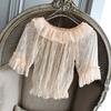 2024 Lolita Renda Malha Soft Girl Camisa de Manga Curta para Camadas Internas Chiffon Top de Verão Feminino Tenshai