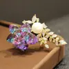 Elegante y a la moda Broche de Cristal Austriaco Azul Morado Rosa Broche de Ramo de Piedras de Alta Gama Corsage para Mujeres