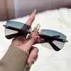 Gafas de Sol Cuadradas Sin Marco Estilo Europeo y Americano para Mujeres Modernas, Fotografía Callejera, Protección Solar, Protección UV, Gafas de Sol Sin Marco