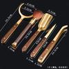 Cobre Puro Madera Ceremonia del Té Seis Caballeros Aguja de Té Pinza para Té Pluma para Tetera Tenedor para Té Cuchara para Té Cuchara para Té Herramienta para Té Cero con Juego de Cinco Piezas