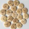 Botões redondos de madeira com dois olhos, árvore grande gravada a laser, fivela de madeira bruta 20MM 25MM 30MM, botões de madeira maciça no atacado