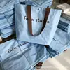Bolsa Tecida Publicitária para Loja de Roupas, Bolsa Grande com Alça de Fita Azul Claro + Marrom, Bolsa Tote para Roupas, Bolsa de Embalagem para Compras de Grande Capacidade