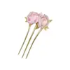 Nuevo Estilo Chino Temperamento Suave Flor de Peonía Cuentas Pomelo Goteante Horquilla de Tres Dientes Horquilla de Estilo Antiguo Exquisita Horquilla Mecedora de Pasos