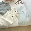 Camisa de punto de estilo preppy de moda con cuello polo, top versátil para el verano, versión coreana, camisa de punto de moda para niños
