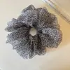 Scrunchie de Tecido com Estampa de Leopardo Oversized Estilo Coreano para Mulheres, Elástico de Cabelo Estilo Preguiçoso, Acessório de Cabelo de Luxo para Meninas