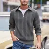 Sudadera Pulóver Casual para Hombre Estilo Europeo y Americano Transversal con Media Cremallera y Cuello Campana, Nueva Colección Primavera y Otoño 2025