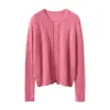 Novo Cardigan de Cashmere Feminino Elegante e Simples, Gola Redonda, Vazado, Veludo, Cor Sólida, Sem Botões, Tricô de Cashmere, Versátil