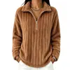 2026 Amazon Europa Transfronterizo Ropa de Mujer Otoño/Invierno Nuevo Felpa Acanalada Cálida Sudadera con Cremallera Manga Larga