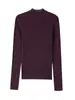 60 Peças Tricô de Lã Sem Costura Yangtze Worsted de Manga Longa Gola Alta para Mulheres no Outono e Inverno Cor Lisa Quente e Macio Camiseta Básica Waxy