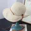 Sombrero de Pescador Plegable Liangfang de Uso Múltiple con Copa Redonda para Mujer, Sombrero de Paja de Verano con Cuerda, Protección Solar para Salidas