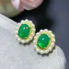 Brincos de Prata Esterlina com Opala Verde Natural Incrustada, Textura de Opala Rosa, Cor Delicada e Quente, Pedra Principal Delicada e Macia 7X9M