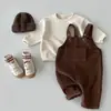 Ropa Infantil Estilo Coreano Ins para Bebés y Niños Pequeños, Ropa de Moda para Primavera y Otoño, Pantalones de Peto de Pana Multicolores Estilo Coreano Casual para Niños y Niñas
