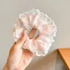Scrunchie de Alta Qualidade Estilo Coreano para Mulheres, Elástico de Cabelo com Laço de Tecido da Moda, Acessório de Cabelo Corda para Coque Doce e Fofo
