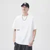 Camiseta de verano de manga corta para hombre de 250 g, corte holgado, nuevo modelo 2025, bordado de letras, blanco, top casual de alta gama, moderno