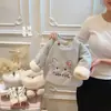 Moletom Acolchoado Espesso de Três Camadas Outono e Inverno para Meninas Bebês Meninas Tendência Quente Manga Longa Roupas Infantis Roupas de Crianças