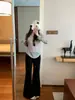 E go studi calça casual versátil de microfleece canelado espesso e leve para afinar a cintura, calça de moletom de perna larga para homens e mulheres