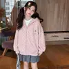 Jaqueta Moletom com Capuz Estilo Doce Fofo Moda Desenho Animado Bolinhas Outono Primavera Novo Estilo Cardigan Elegante Feminino