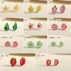 Aretes de Resina de Frutas Coloridos Aretes de Durazno Dulce Fresco No Alérgicos Aretes de Fresa Lindos Sin Agujeros en las Orejas