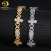 Nuevo Producto Transfronterizo Europeo y Americano Plata 925 Moissanita Ojo de Cruz de 14 mm Pulsera de Cadena Cubana Tendencia de Moda