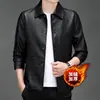 Nuevo abrigo de cuero con solapa de otoño para hombre, casual, versátil, ropa de motociclista, estilo coreano, talla grande, moderno, chaqueta de cuero para hombre de mediana edad