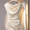 Camisa de Satén Ligero Maduro Estilo Europeo y Americano Transfronteriza Verano 2026 Amazon Francesa de Gama Alta Adelgazante para Mujer