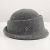 Outono Inverno Estilo Britânico Estudante no Exterior Herdeira Chapéu Redondo de Feltro de Lã Elegante Feminino Retrô Versátil Fashionável Temperamento Cartola Toque de Luxo