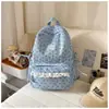Mochila nueva de encaje para mujer, estilo ins coreano, con lazo, nicho, mochila ligera para estudiante, bolso de doble hombro fresco y simple