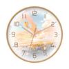 Reloj de pared silencioso con acuarela y viento para sala de estar, dorado, redondo, barrido, segundo paisaje, creativo, para dormitorio, reloj de pared, fábrica, generación por lotes