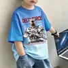 Camiseta Masculina de Verão Estilosa Estampada Degradê de Manga Curta 2026 Novo Estilo Infantil Masculino de Verão Meia-Manga de Algodão