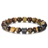 Europa y Estados Unidos transfronterizo más vendido piedra natural piedra volcánica piedra ojo de tigre pulsera de cuentas masculina imán pulsera magnética comercio exterior al por mayor