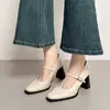 Sapatos Mary Jane Femininos Quadrados Retrô Franceses, Sola Macia, Salto Bloco, Tira Única, Elegantes e Confortáveis