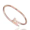 Pulsera Abierta Ajustable de Acero de Titanio Estilo Europeo y Americano para Mujer, Pulsera Abierta Versátil de Moda Simple